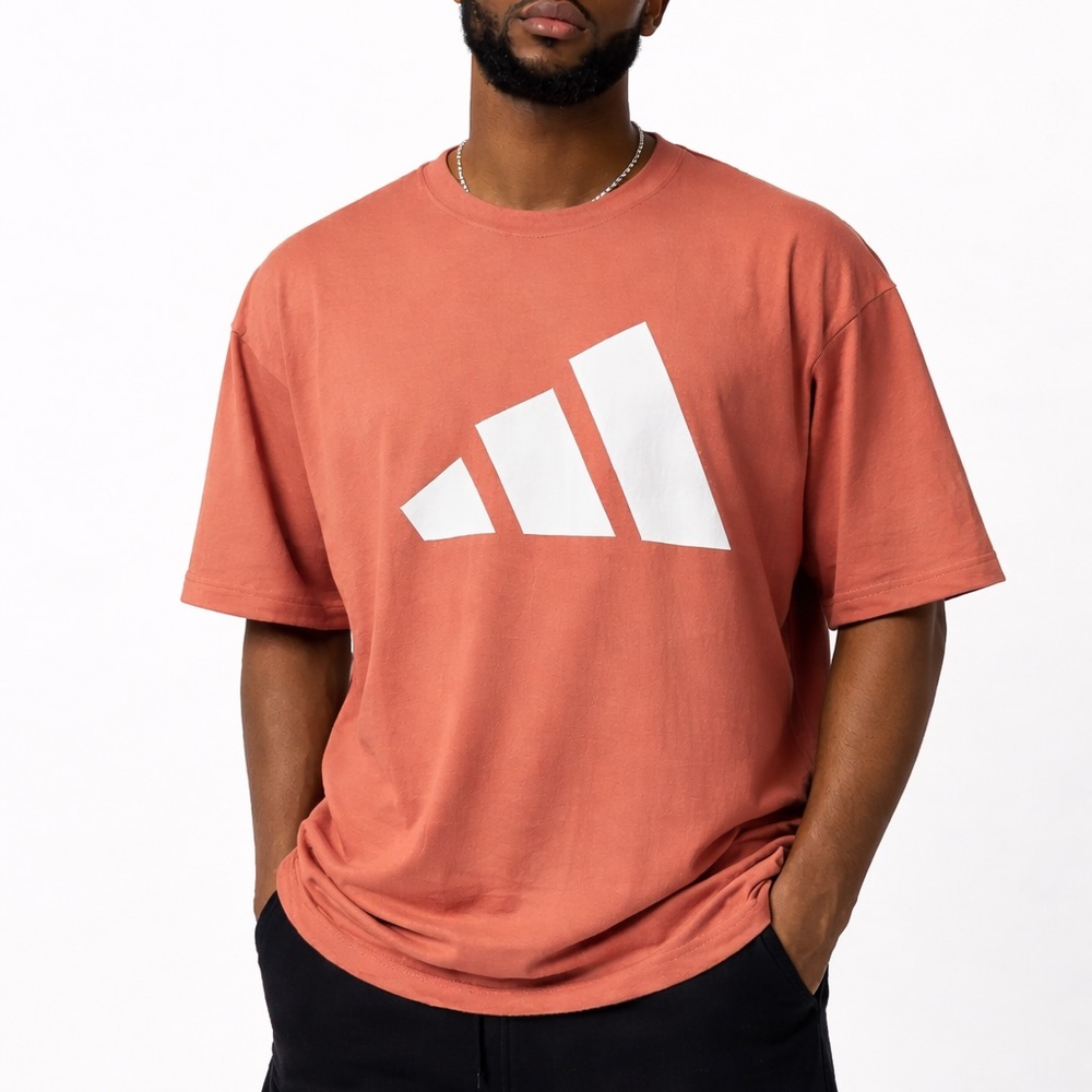 Adidas Oversized Logo T-Shirt Warm Clay White Men’s XLT NWT Athletic Tee